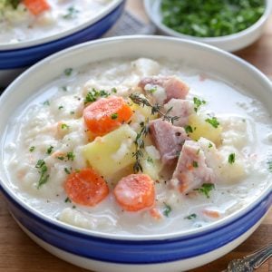 ham and potato soup and herbs