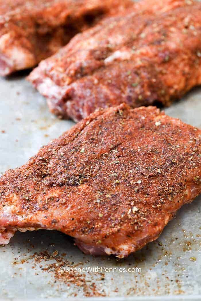 Barbecue Ribs before being cooked in the oven