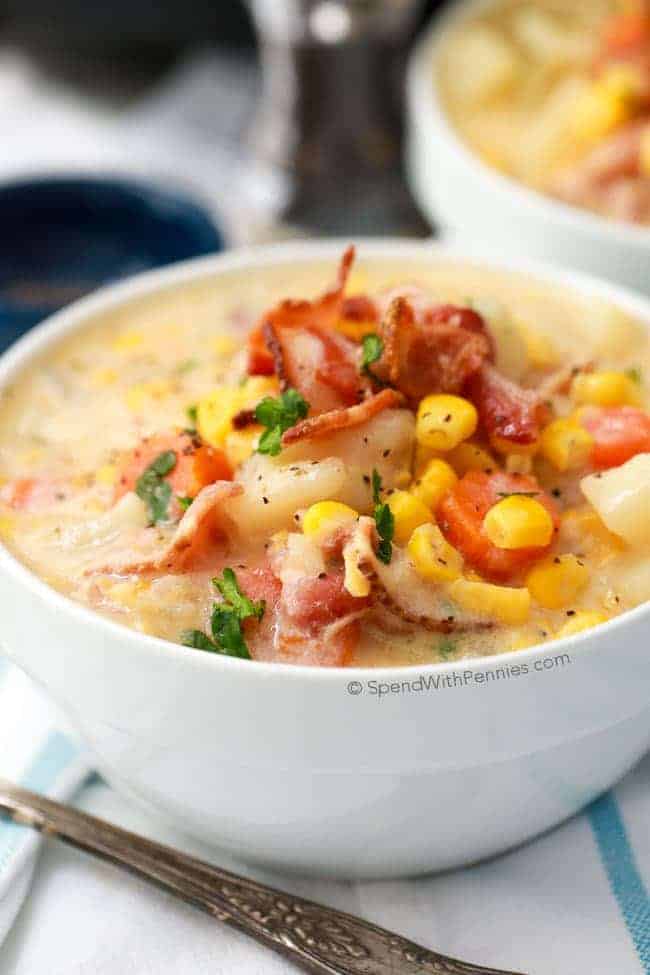 Instant Pot Chicken Potato Corn Chowder with Bacon