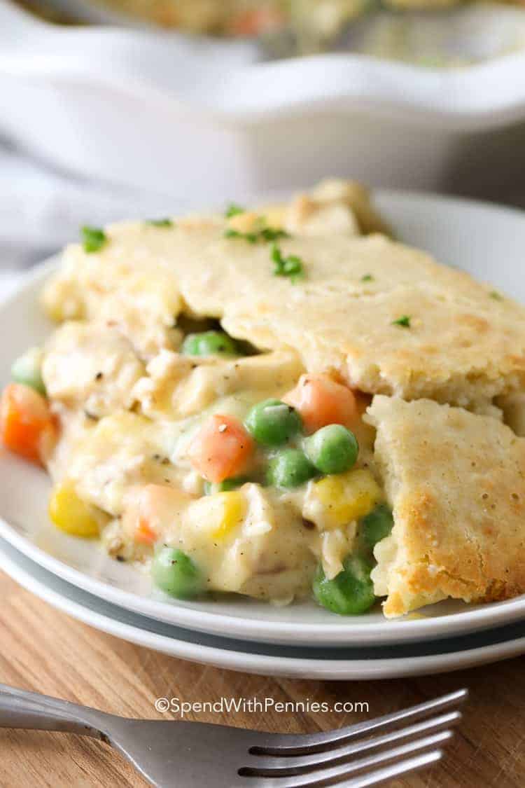 Easy Biscuit Chicken Pot Pie - Spend With Pennies