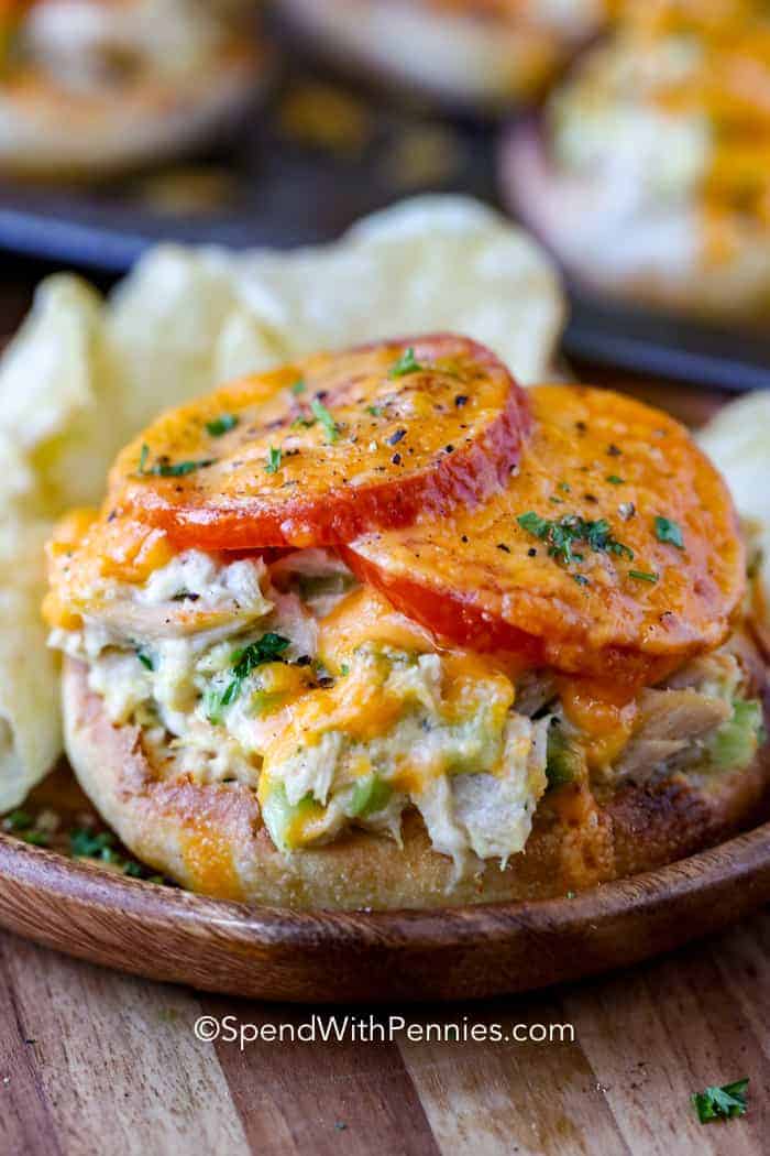 tuna melt with tomato slices on top