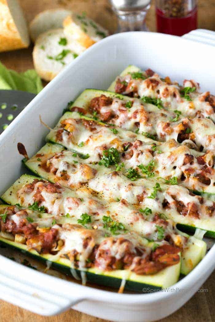 Easy Stuffed Zucchini Boats - Spend With Pennies