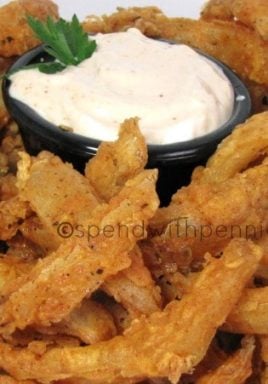 This is such a fun dish to serve up as an appetizer because guests always love it! Who doesn’t love a Blooming Onion?!