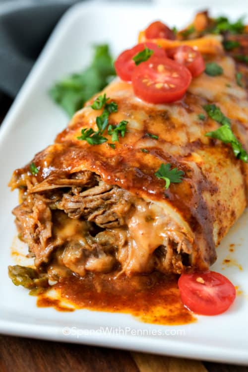 Slow Cooker Beef Burritos {Great for a Crowd} Spend With Pennies