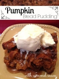pumpkin bread pudding with ice cream