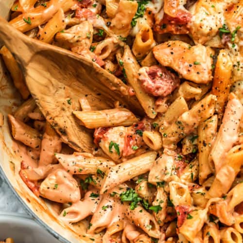 closeup of One Pot Chicken Pasta