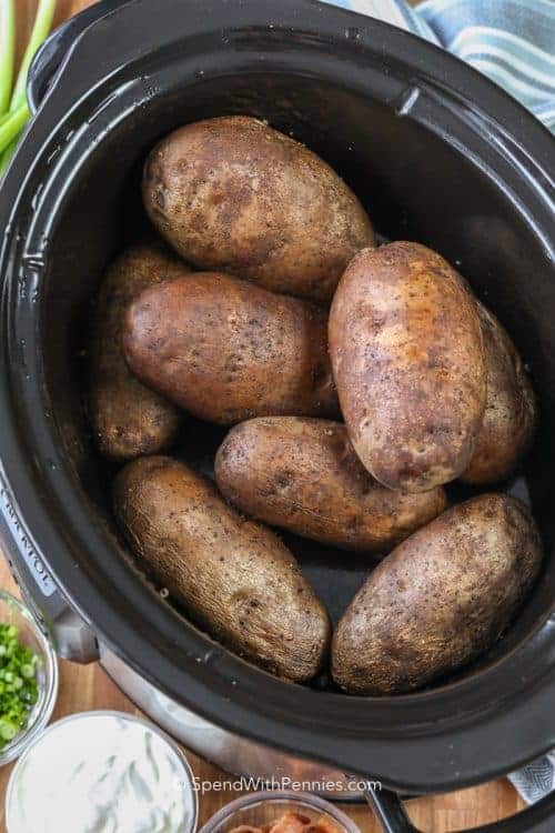 Slow Cooker Baked Potatoes {Easiest Side Dish!} Spend with Pennies