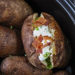 Crock Pot Baked Potatoes in pot