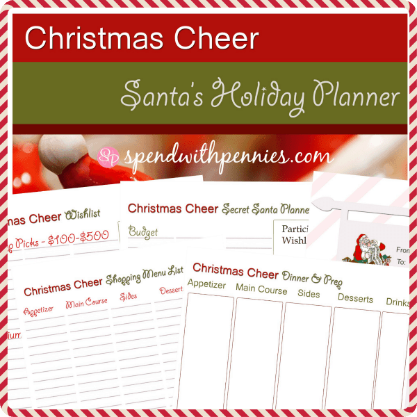 holiday planner images including dinner prep, shopping list and wishlist