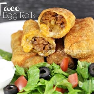 a plate full of taco egg rolls