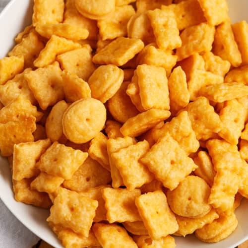 bowl full of Homemade cheez-its