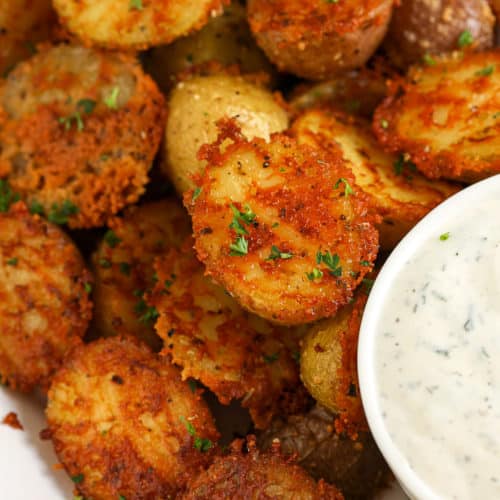 Parmesan Crusted Potatoes with dip