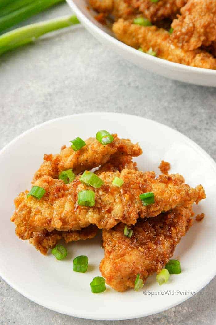 Honey Garlic Chicken Tenders on plate