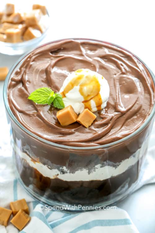 Chocolate Trifle {with Homemade Caramel Layer} Spend With Pennies