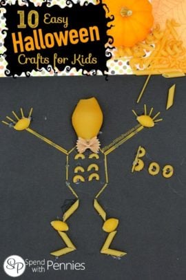 macaroni skeleton on black paper