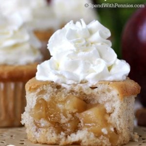 close up of the inside of an Apple Pie Cupcake