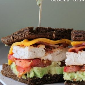 Avocado Chicken Club sandwich with rye bread