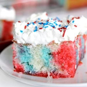 Red White & Blue Poke Cake slice