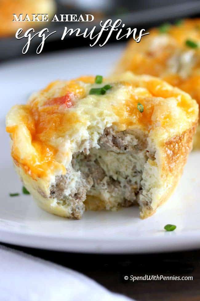 make ahead egg muffins shown with a title