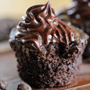 chocolate ganache on a cupcake