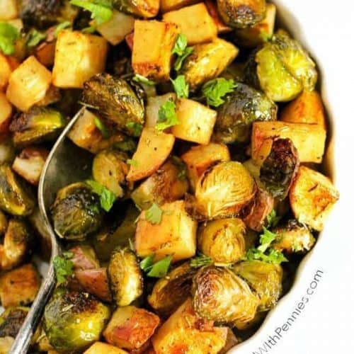 Roasted Potatoes and Brussels Sprouts