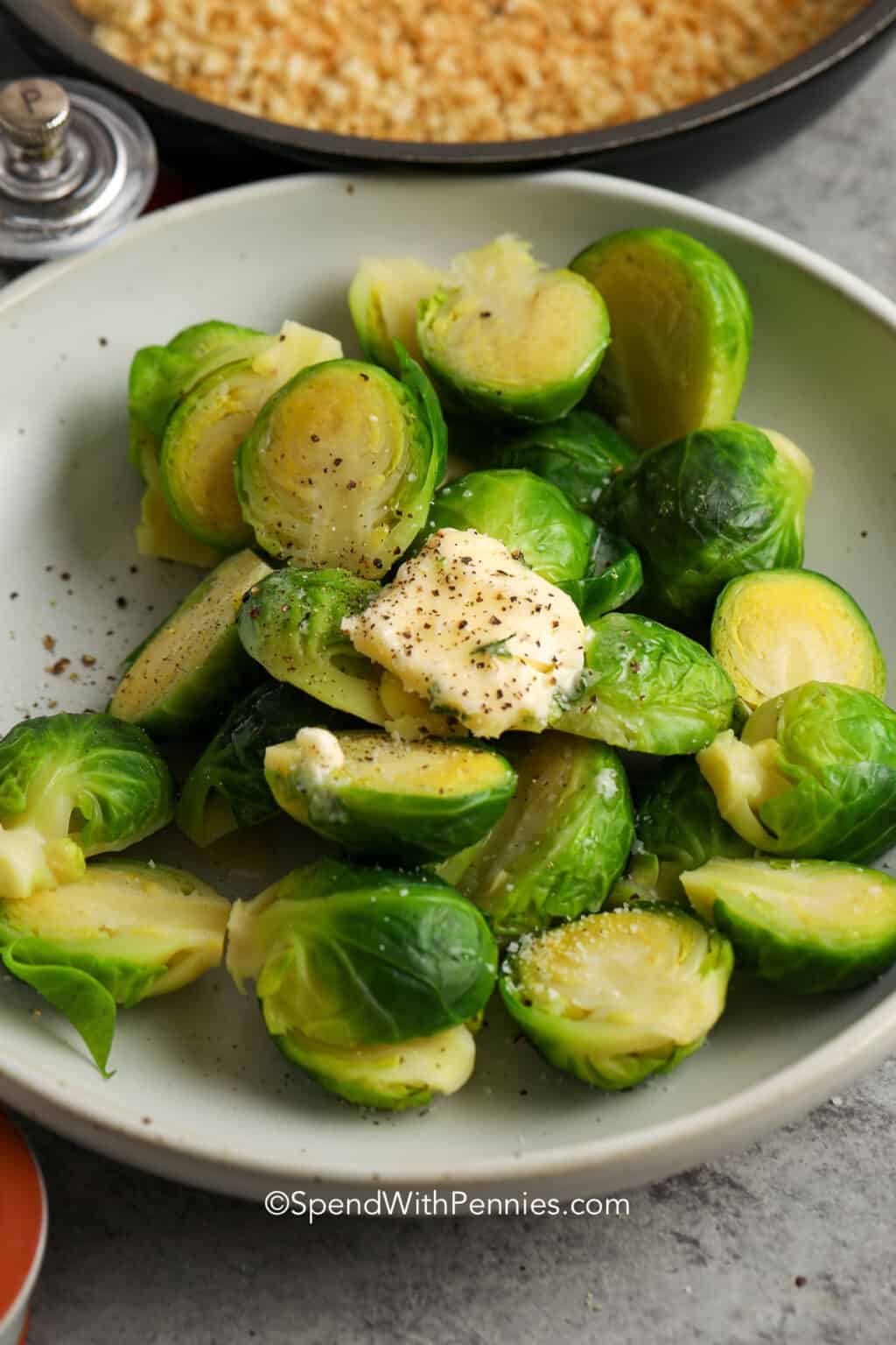 Steamed Brussels Sprouts with Crispy Crumbs Spend With Pennies