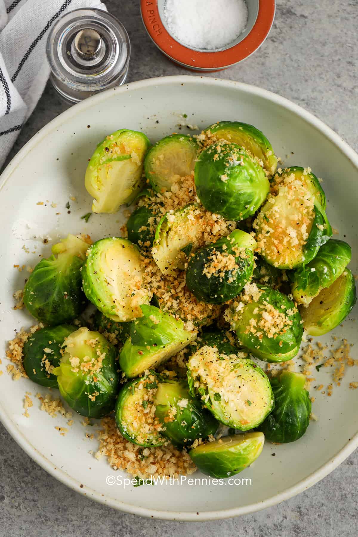 Steamed Brussels Sprouts with Crispy Crumbs