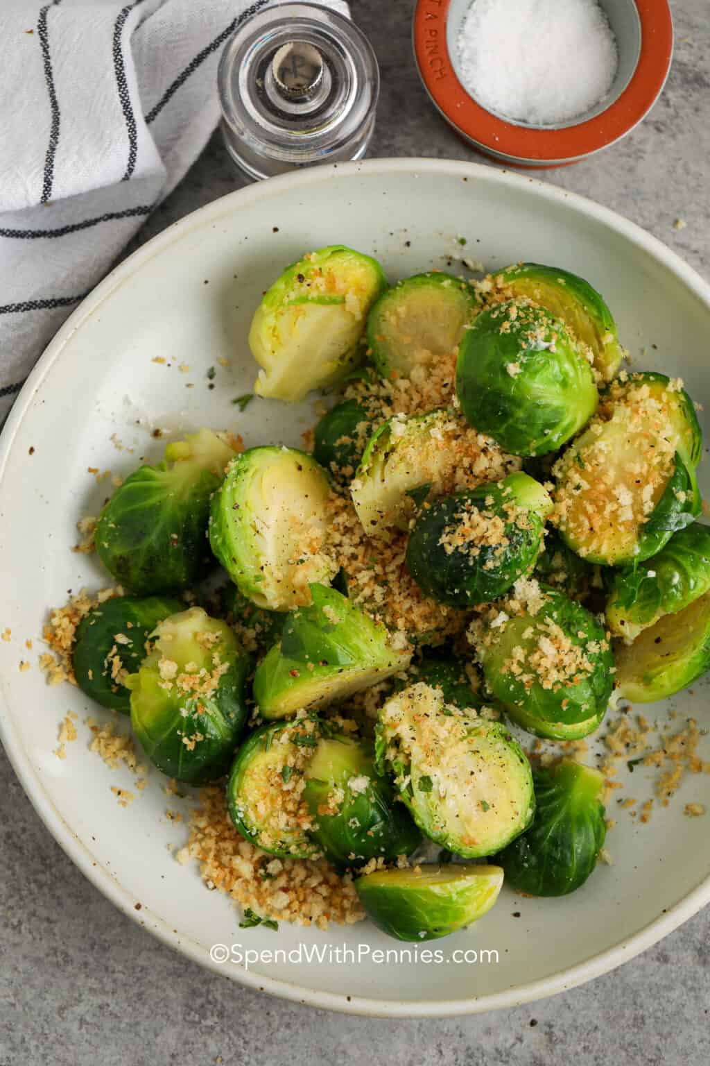 Steamed Brussels Sprouts with Crispy Crumbs Spend With Pennies