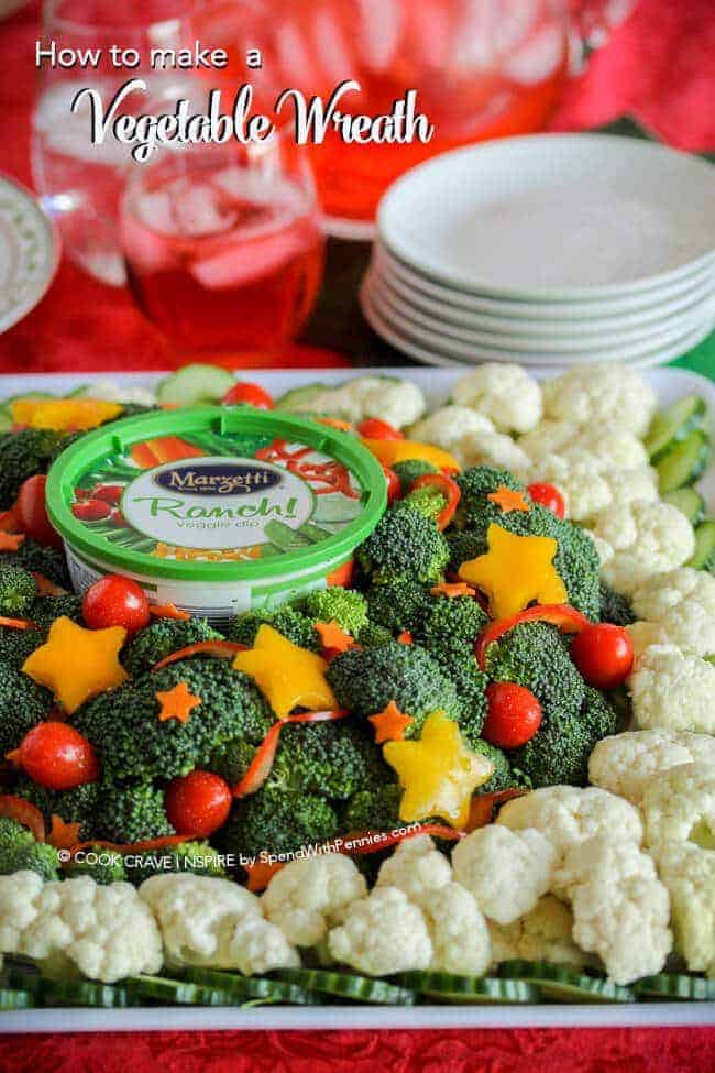 A Veggie Dip shaped like a wreath