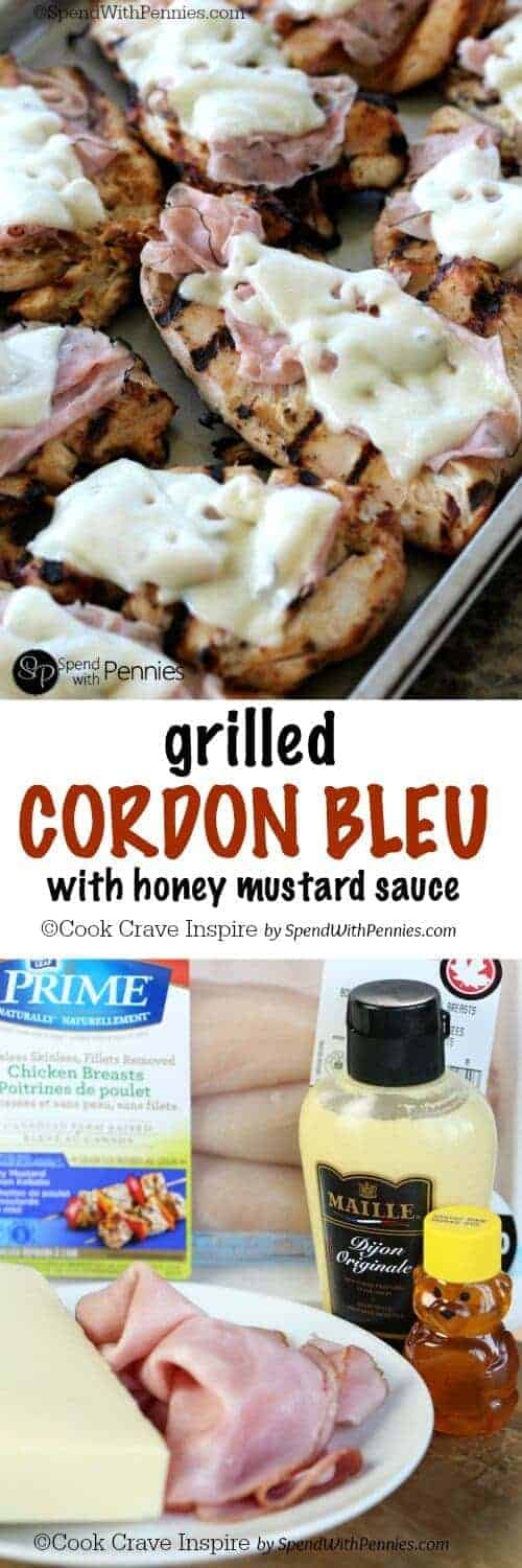 Grilled Chicken Cordon Bleu with writing
