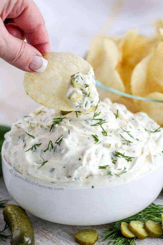 I've made this so many times!! This Dill Pickle dip is one of our favorites needing only 4 ingredients and 5 minutes! The perfect quick dip for parties and snacks!