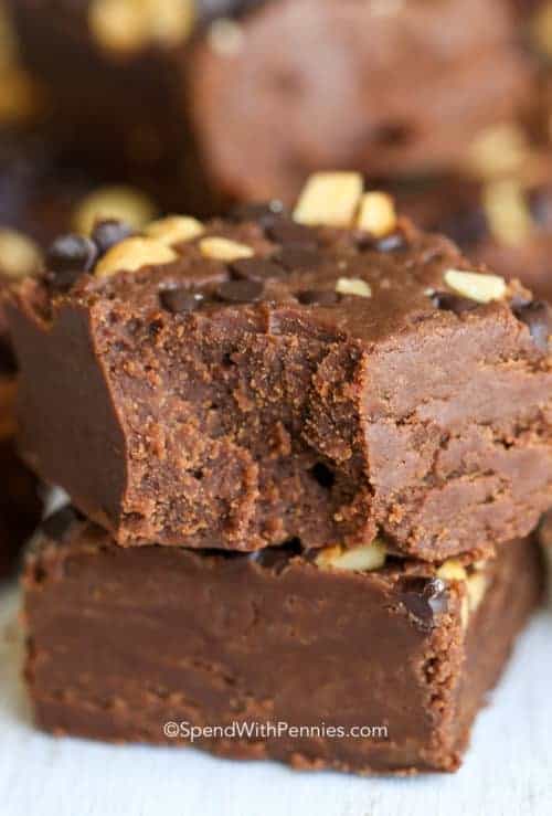 Easy Chocolate Peanut Butter Fudge {3 Ingredients} Spend With Pennies