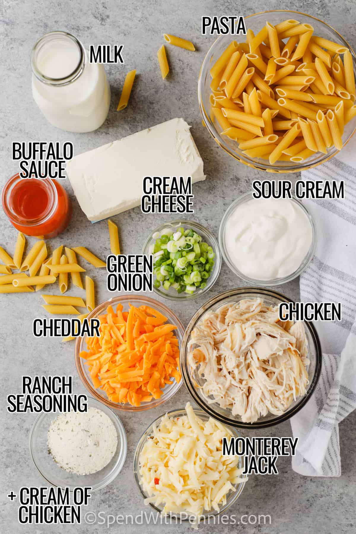 Buffalo Chicken Pasta Ingredients