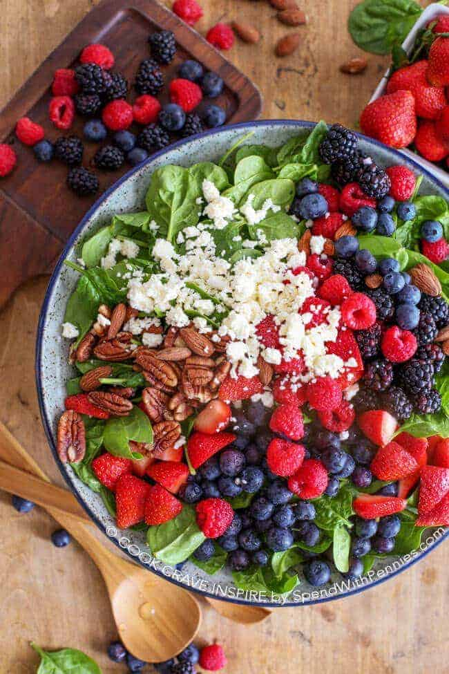 Fruit &amp; Nut Spinach Salad Recipe - Spend With Pennies