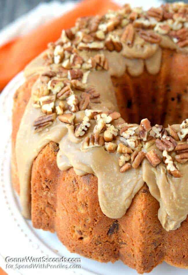 Uncut Glazed Bourbon Pecan Pound Cake