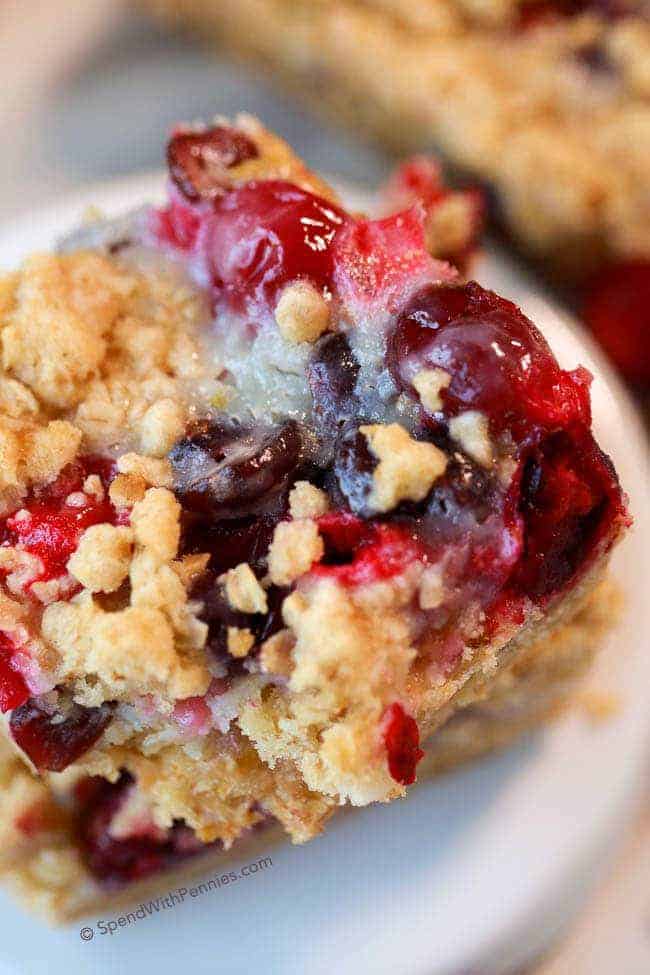 Sour Cream Cranberry Bars on a plate