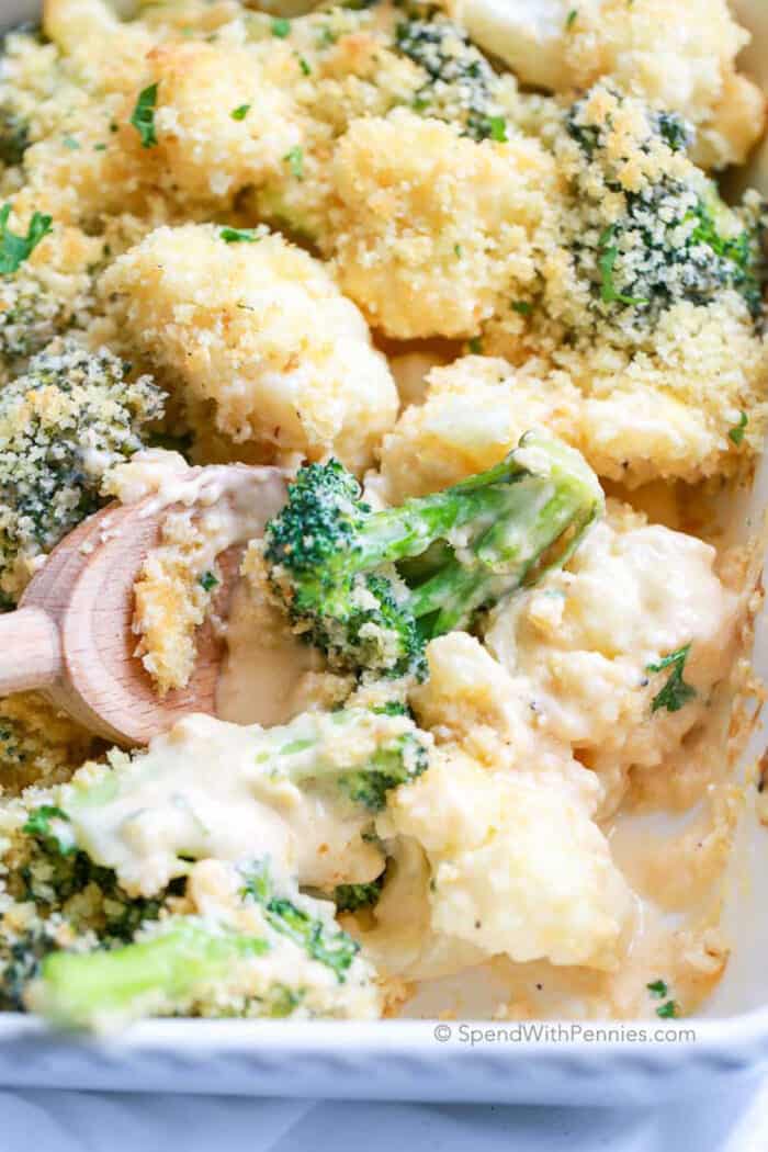 Cheesy Broccoli Cauliflower Casserole (no condensed soup) Spend With