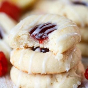raspberry jam filled cookies with icing