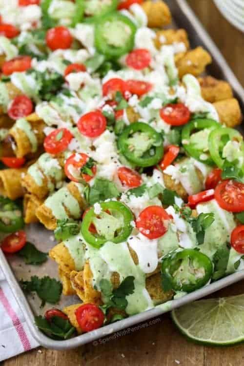 Loaded Taquitos with Creamy Jalapeno Dip Spend With Pennies