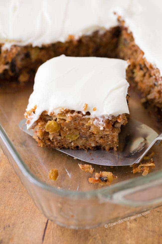 slice of Carrot Cake on spatula