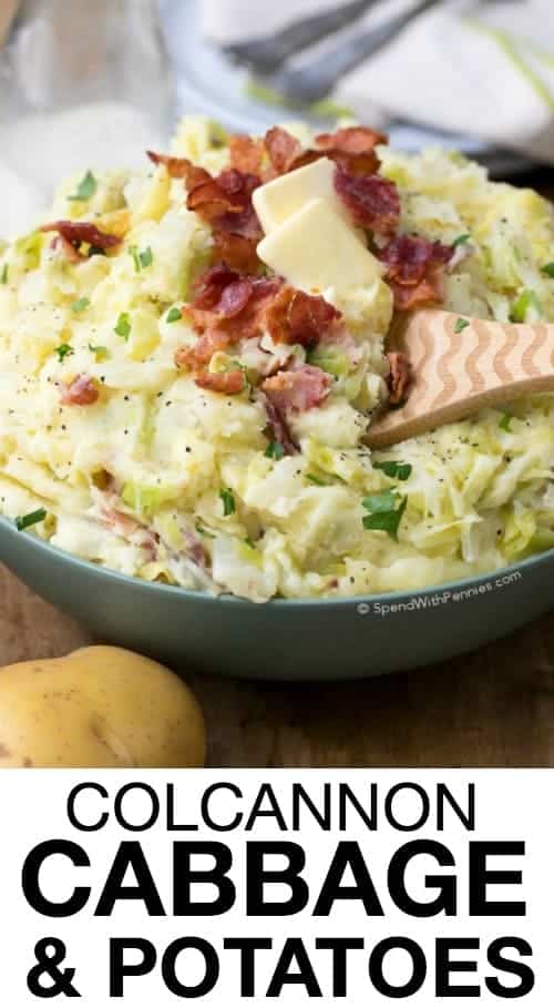 This Colcannon Recipe is perfect for St. Patrick's Day! Combining the flavors of sweet cabbage, fried onion and creamy mashed potatoes creates a traditional Irish feast that will fill the family and leave them feeling satisfied! #spendwithpennies #traditionalrecipe #easyrecipe #cabbageandpotatoes #irishrecipe #authenticrecipe #traditionalcolcannon