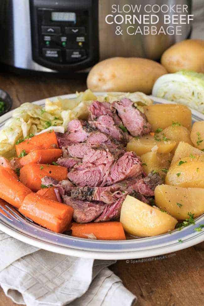 Corned Beef and Cabbage Slow Cooker Recipe (Video) - Spend With Pennies