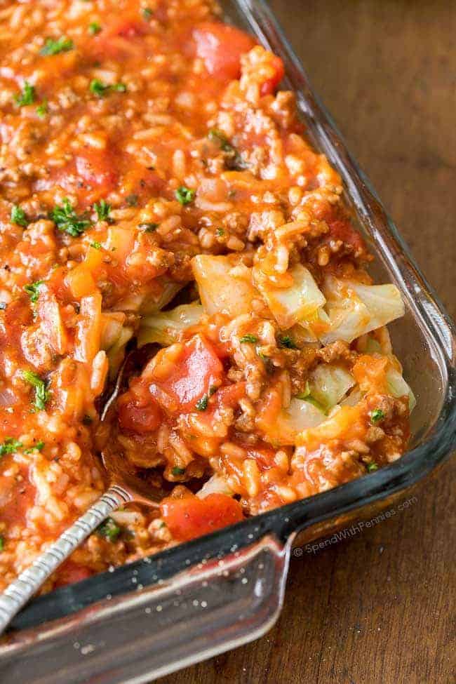 Unstuffed Cabbage Roll Casserole - Spend With Pennies