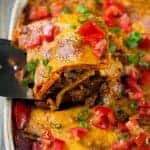 beef enchilada casserole on spoon