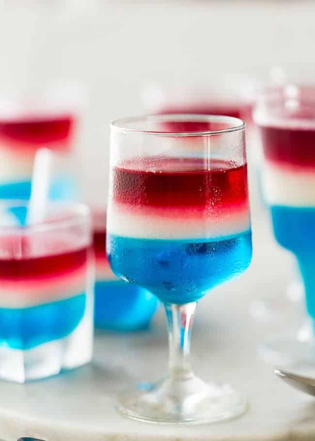 4th of July Layered Jello in a glass