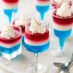 Several glasses of 4th of July Layered Jello