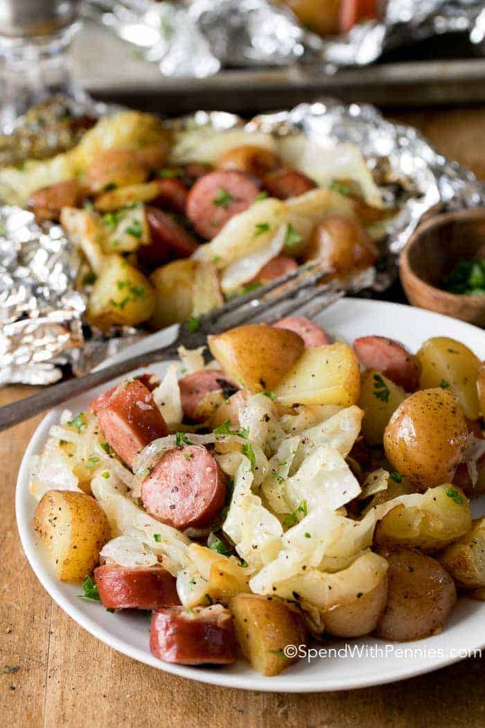 Cabbage and Sausage on plate