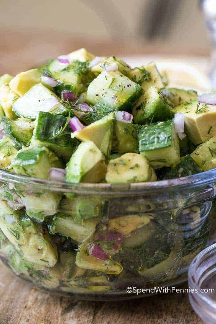 side view of Cucumber Avocado Salad