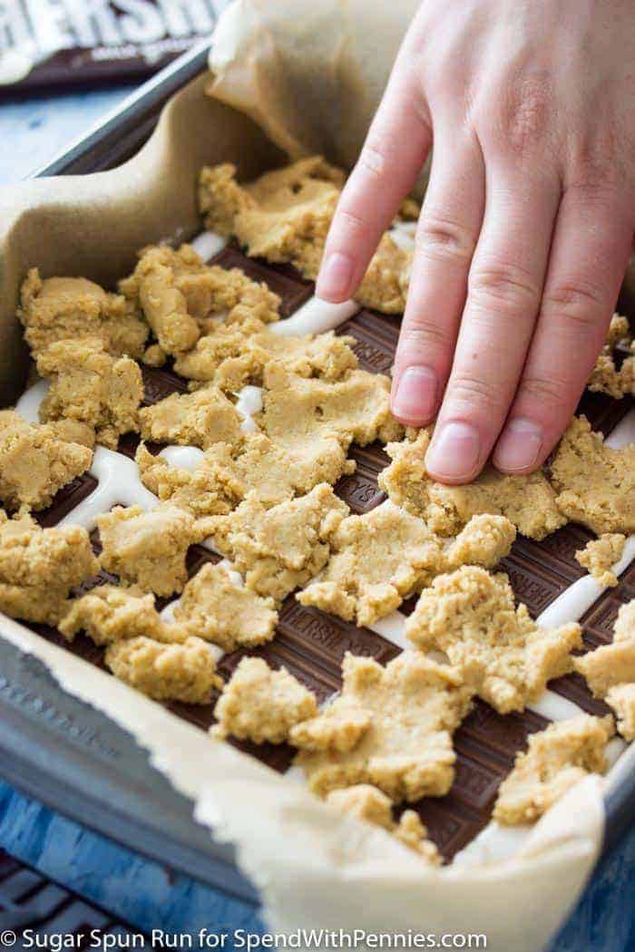 S mores bar ingredients in pan