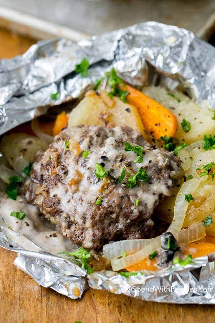 Hobo Dinner Foil Packets [Hamburger And Potatoes] | Easy Foil-Wrapped Camping Recipes For Outdoor Meals